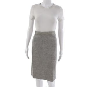 St John Collection Women Pencil Skirt Gray Herringbone Size 8